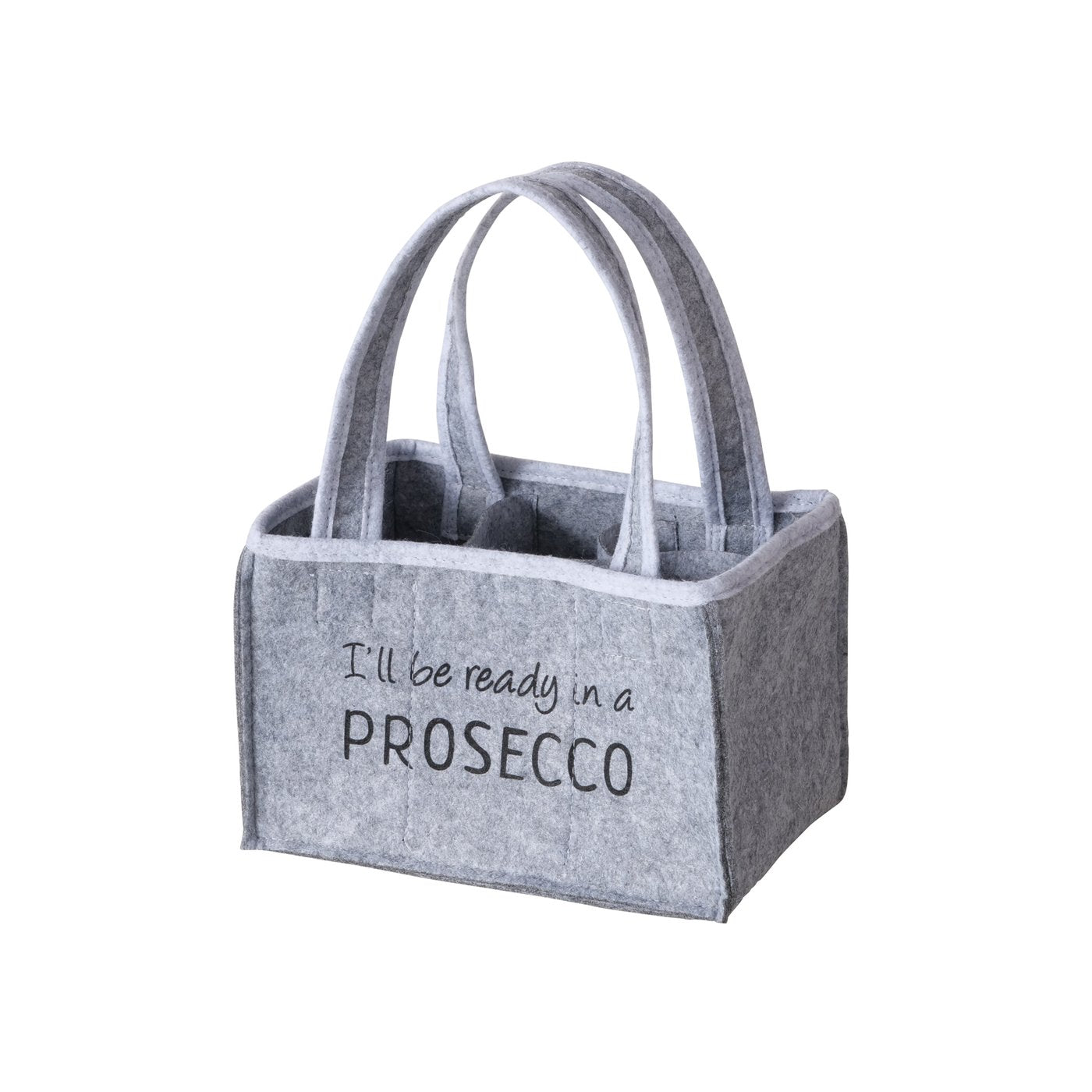 Flaschentasche/Flaschenträger grau "Prosecco/Beer" von Boltze - Geschenkidee Junggesselenenabschied etc.