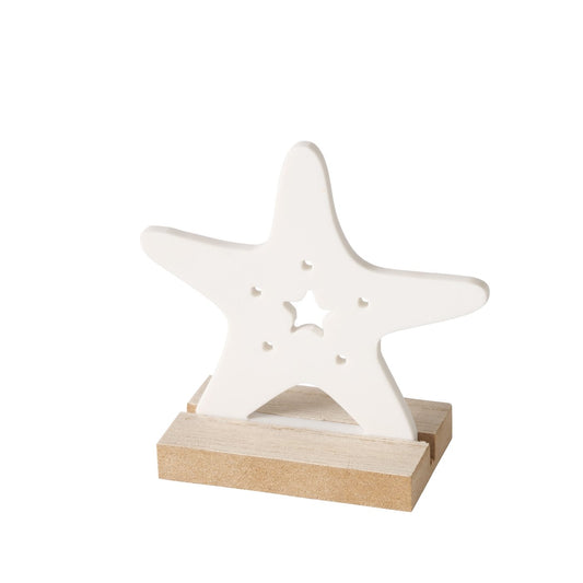 Maritime Dekoaufsteller " Oeceano " Seestern Boot Muschel Keramik mit Holz von Boltze - Maritime Dekoration
