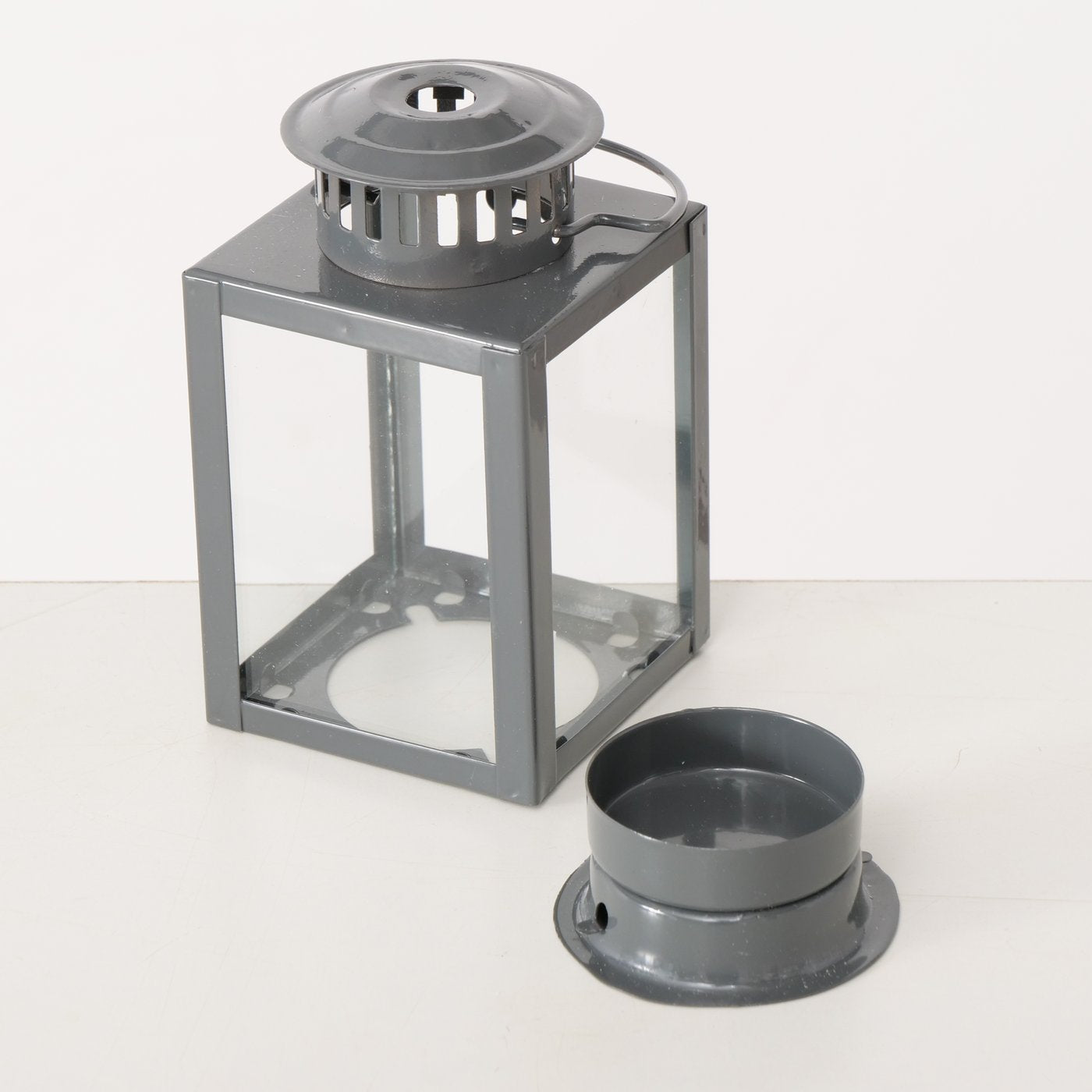 Mini-Laterne aus Metall für Teelichter als Geschenkidee grau/dunkelgrau/schwarz von Boltze