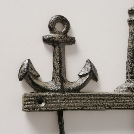 Seavy 3-fold coat hook made of metal by Boltze - anchor, lighthouse, ship maritime