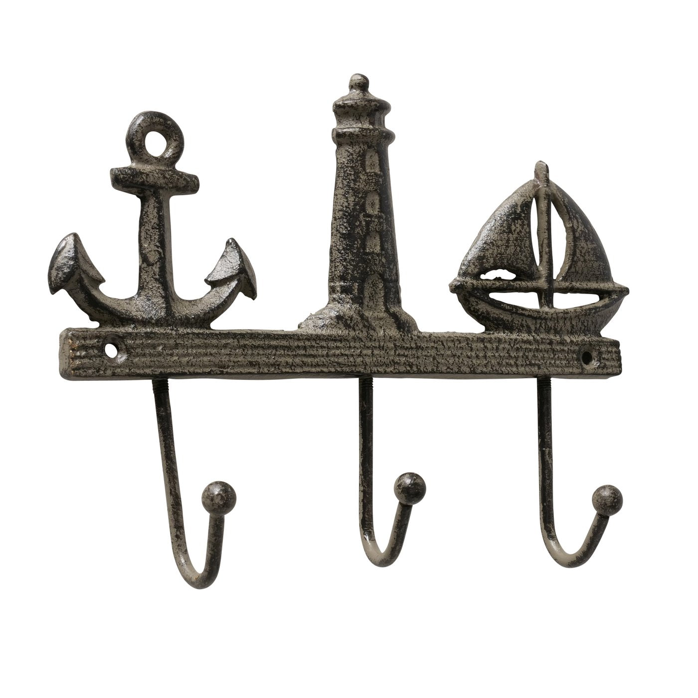 Garderobenhaken Seavy 3-fach aus Metall von Boltze - Anker, Leuchtturm, Schiff Maritim