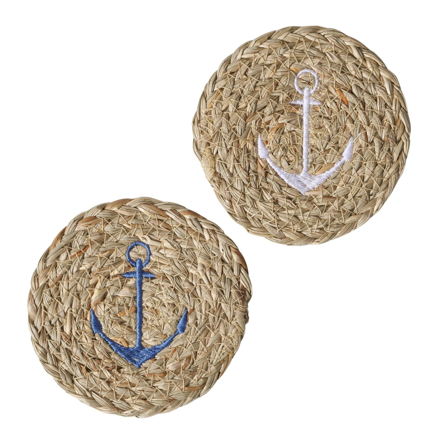 Untersetzer Sailor aus Stroh, bestickt Anker von Boltze - Flaschenuntersetzer Glasuntersetzer