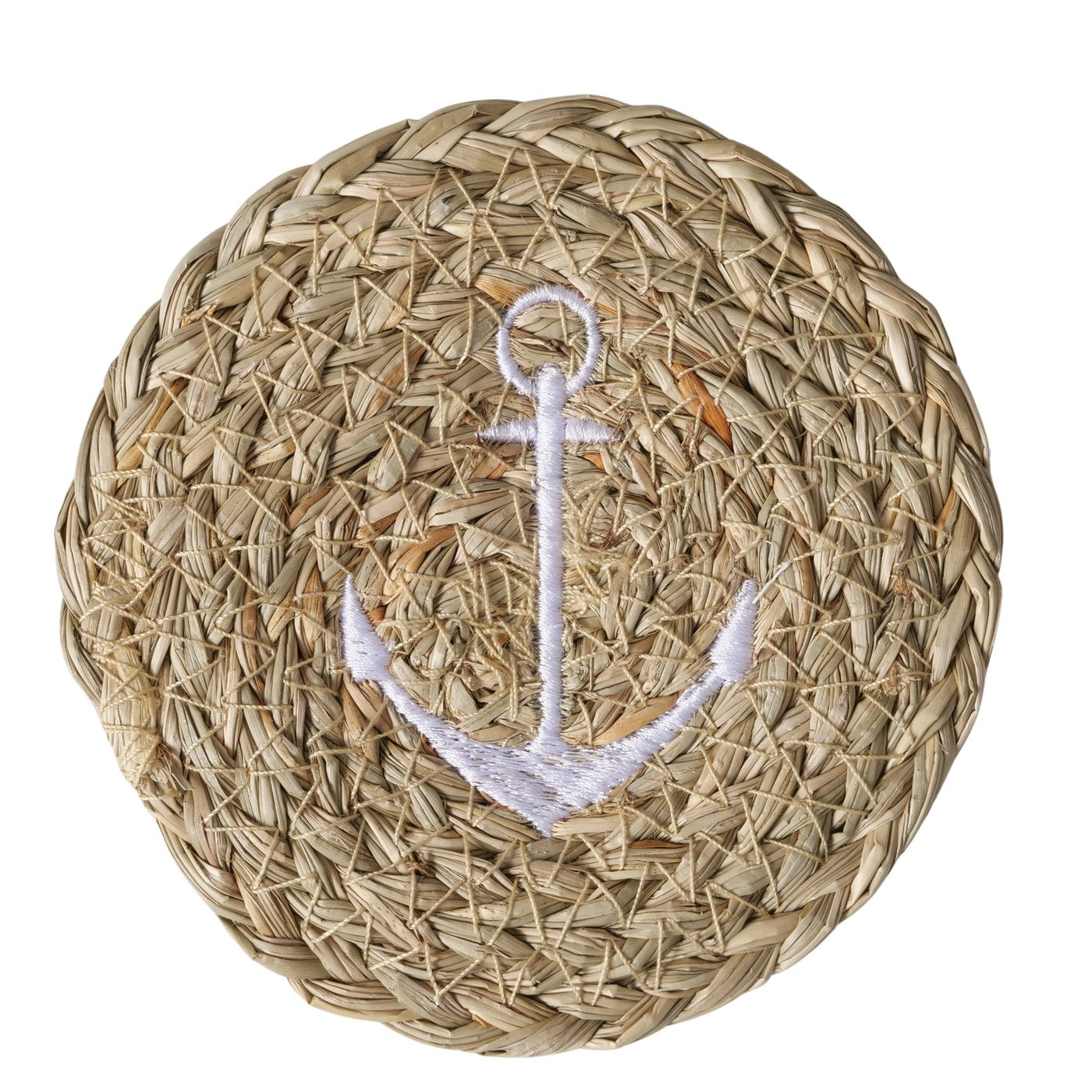 Untersetzer Sailor aus Stroh, bestickt Anker von Boltze - Flaschenuntersetzer Glasuntersetzer