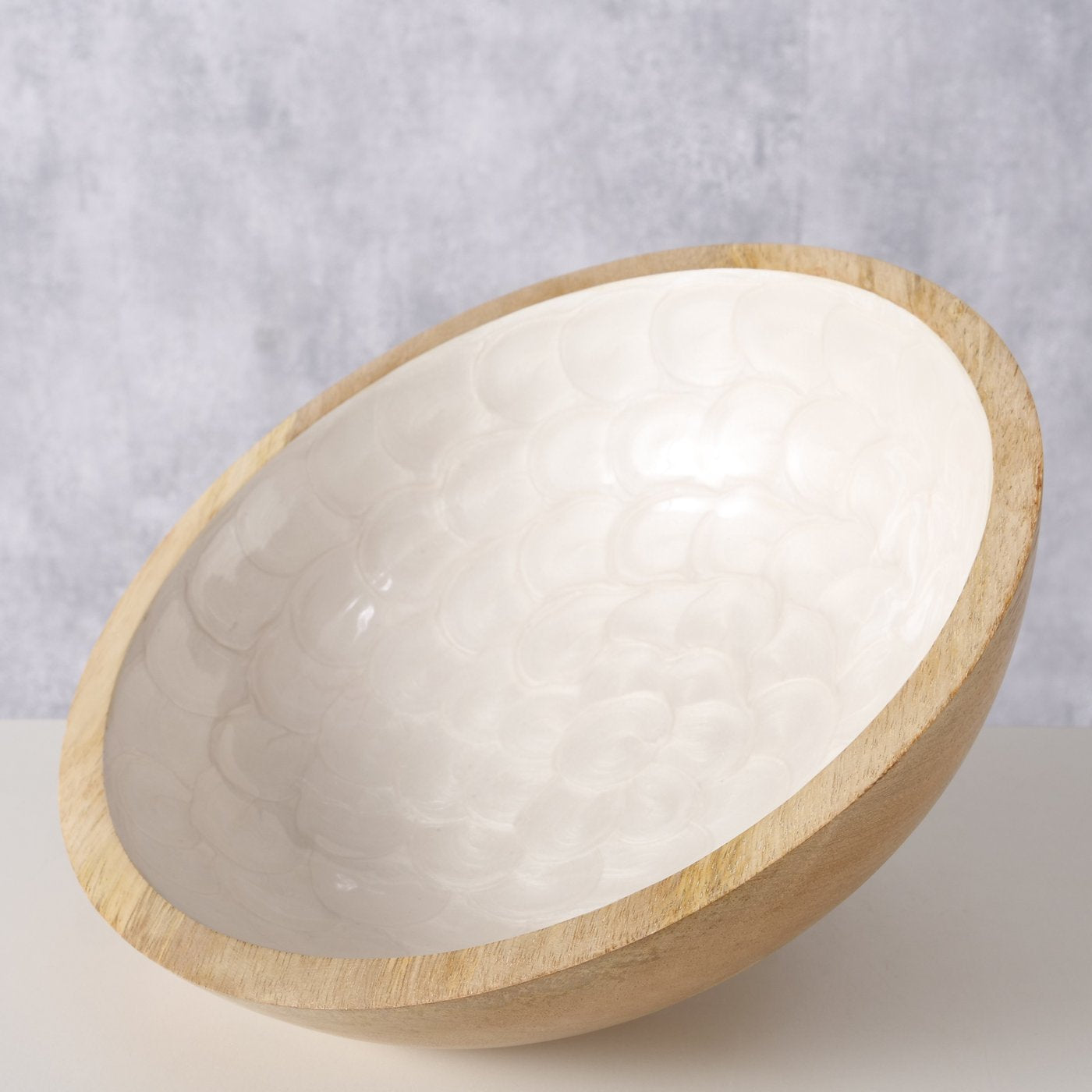 Schale " Shella " aus Mangoholz in Cremeweiß 23cm von Boltze Formschöne Schale Schüssel