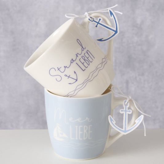 Becher Sailor Meerliebe Strandleben aus Keramik von Boltze - Maritime Becher Geschenkidee