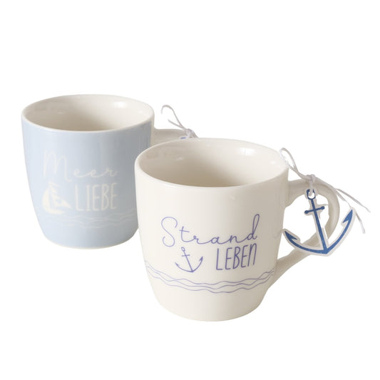 Becher Sailor Meerliebe Strandleben aus Keramik von Boltze - Maritime Becher Geschenkidee