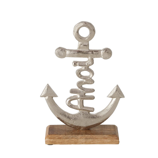 Dekoaufsteller Anker "Ahoi" aus Aluminium und Holz von Boltze