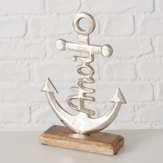 Dekoaufsteller Anker "Ahoi" aus Aluminium und Holz von Boltze
