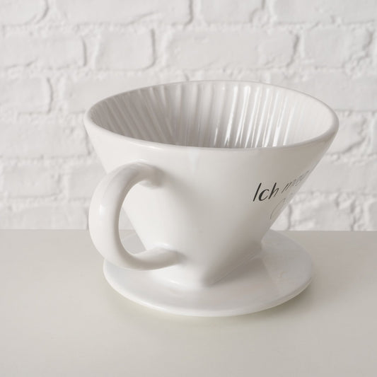 Kaffeefilter aus Keramik weiß "Ich mag Kaffee" von Boltze