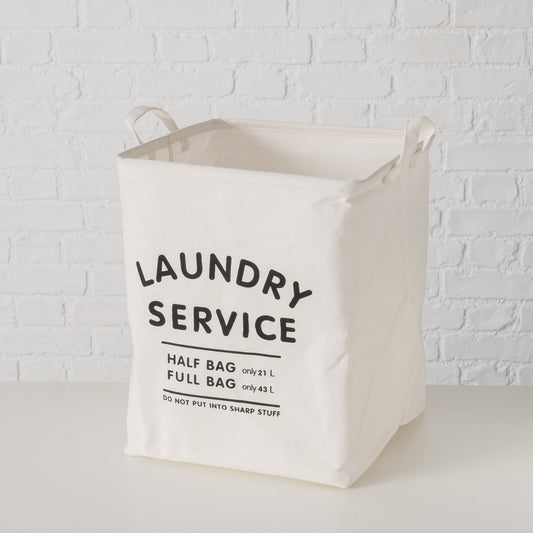 Wäschekorb 43 Liter aus Baumwolle mit Aufschrift "Laundry Service" von Boltze