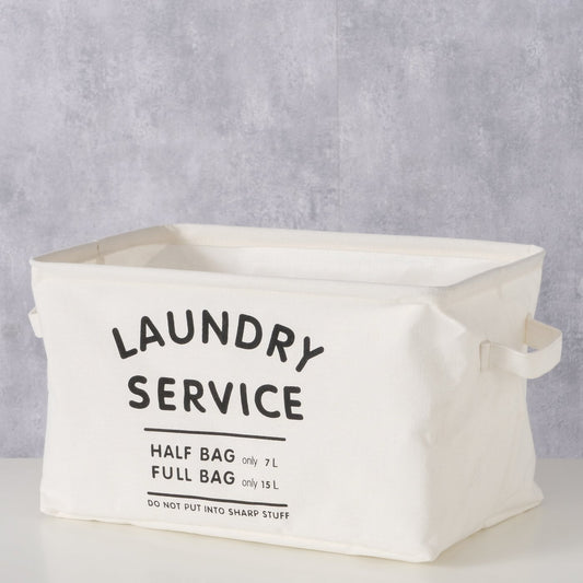 Wäschekorb 15 Liter aus Baumwolle mit Aufschrift "Laundry Service" von Boltze