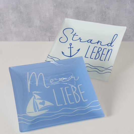 Servierplatte Sailor aus Glas, Meerliebe Strandleben von Boltze - Meer