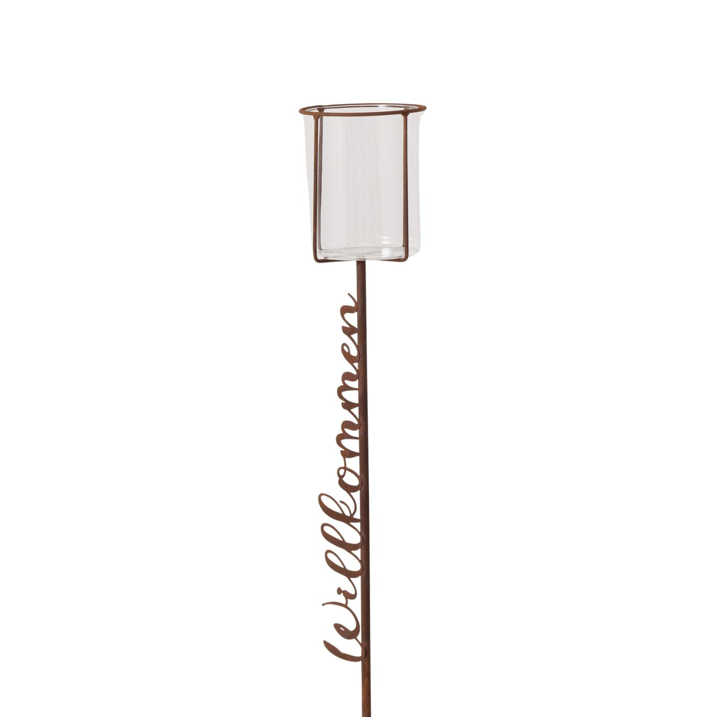Gartenstab aus Metall mit Teelichthalter "Lieblingsplatz/Willkommen" 114 cm von Boltze Sommer Garten
