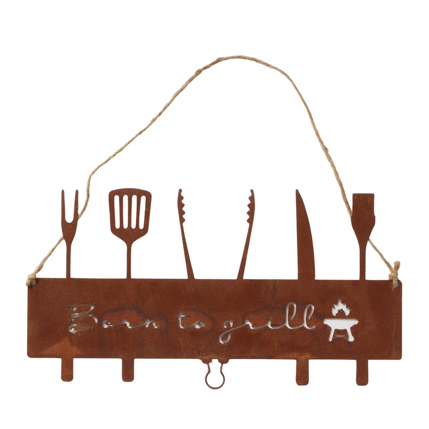 Aufhänger aus Metall "Natural Born griller/Born to grill" von Boltze - Gartendekoration Grillen Geschenkidee