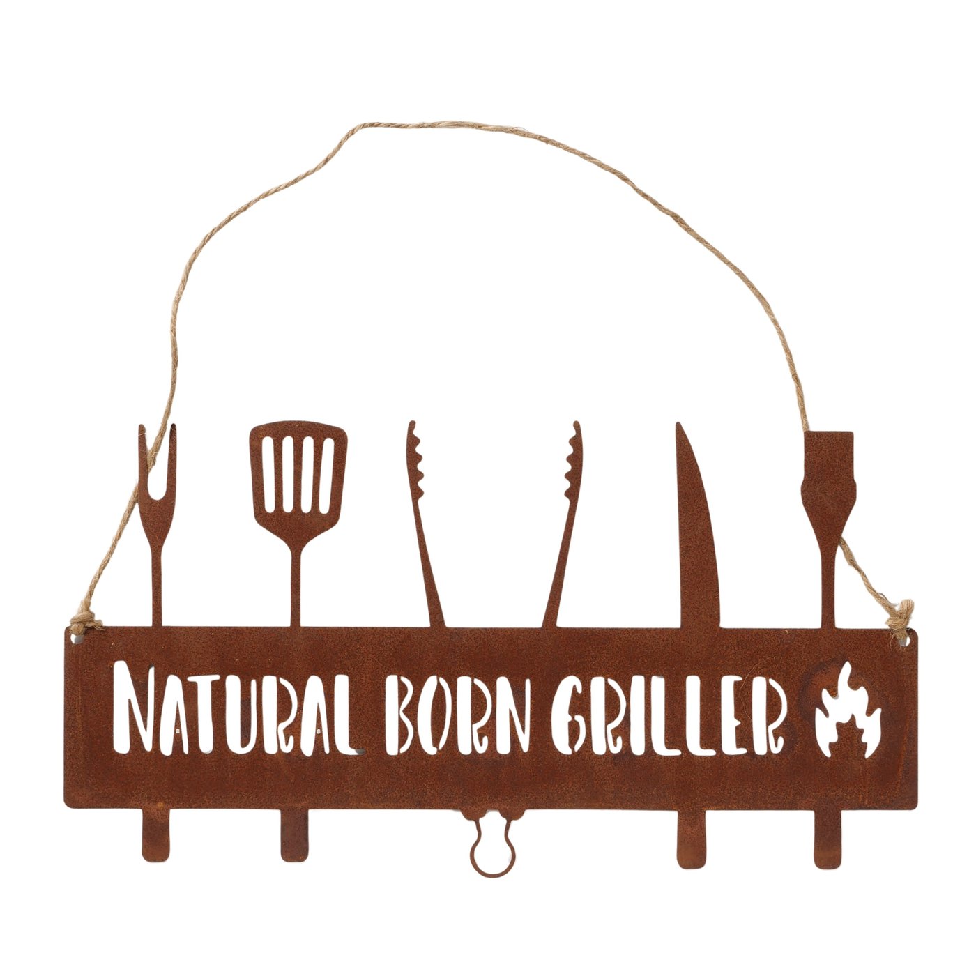 Aufhänger aus Metall "Natural Born griller/Born to grill" von Boltze - Gartendekoration Grillen Geschenkidee