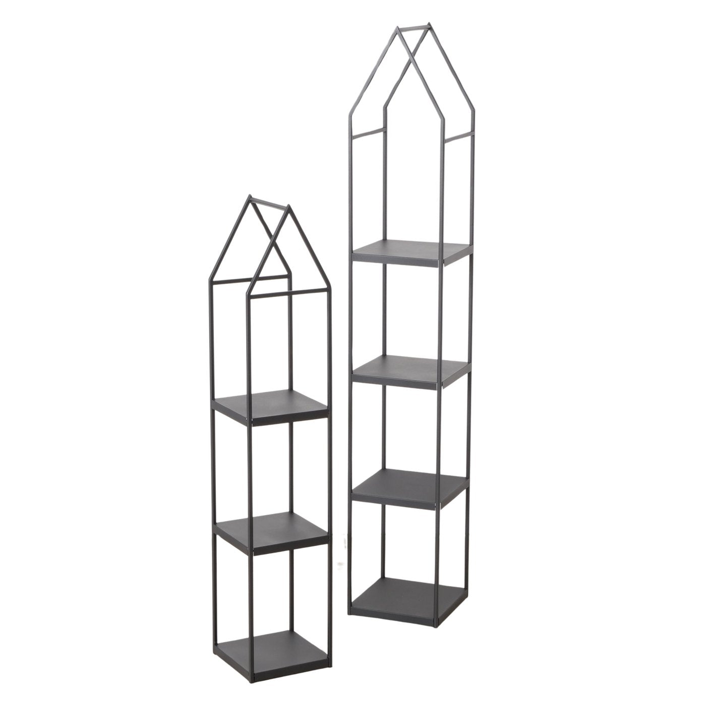 Regal-Set aus Metall schwarz Dachform 2 Stück 109-146 cm von Boltze - moderne Dekoration Sepreis