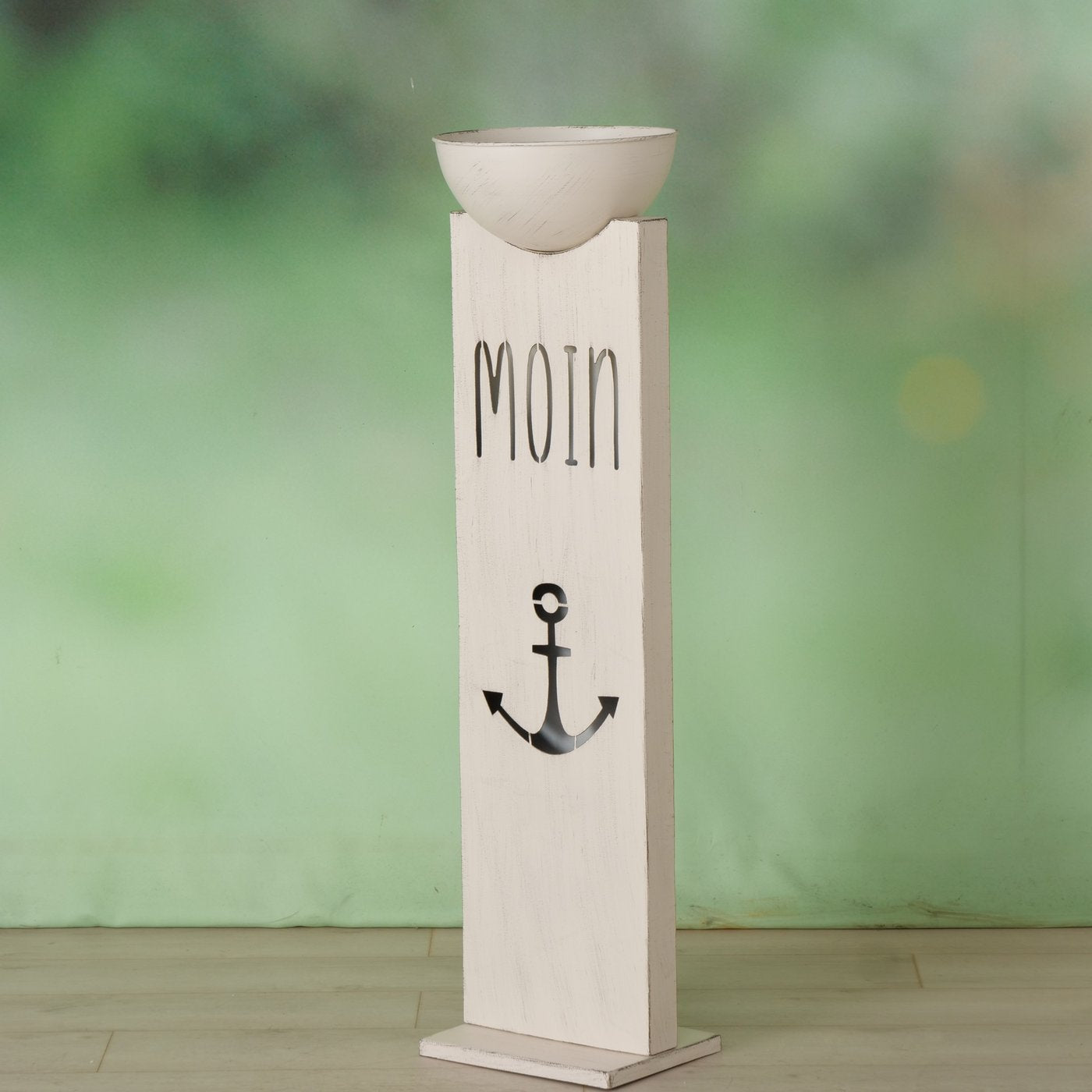 Dekosäule mit Pflanzschale aus Metall "Moin" weiß 118 cm von Boltze - Garten Hingucker Geschenkidee