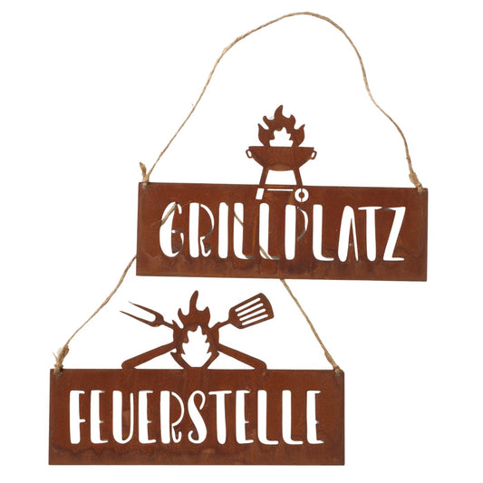 Aufhänger aus Metall "Grillplatz/Feuerstelle" von Boltze - Gartendekoration Grillen
