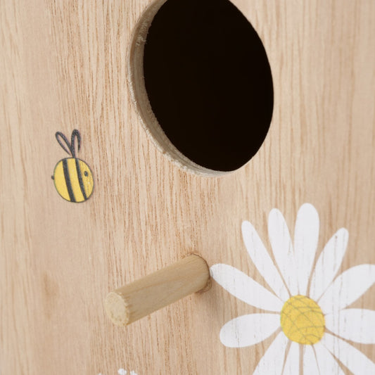 Vogelhaus aus Holz " Welcome " mit Blumendruck natur/cremeweiß von Boltze
