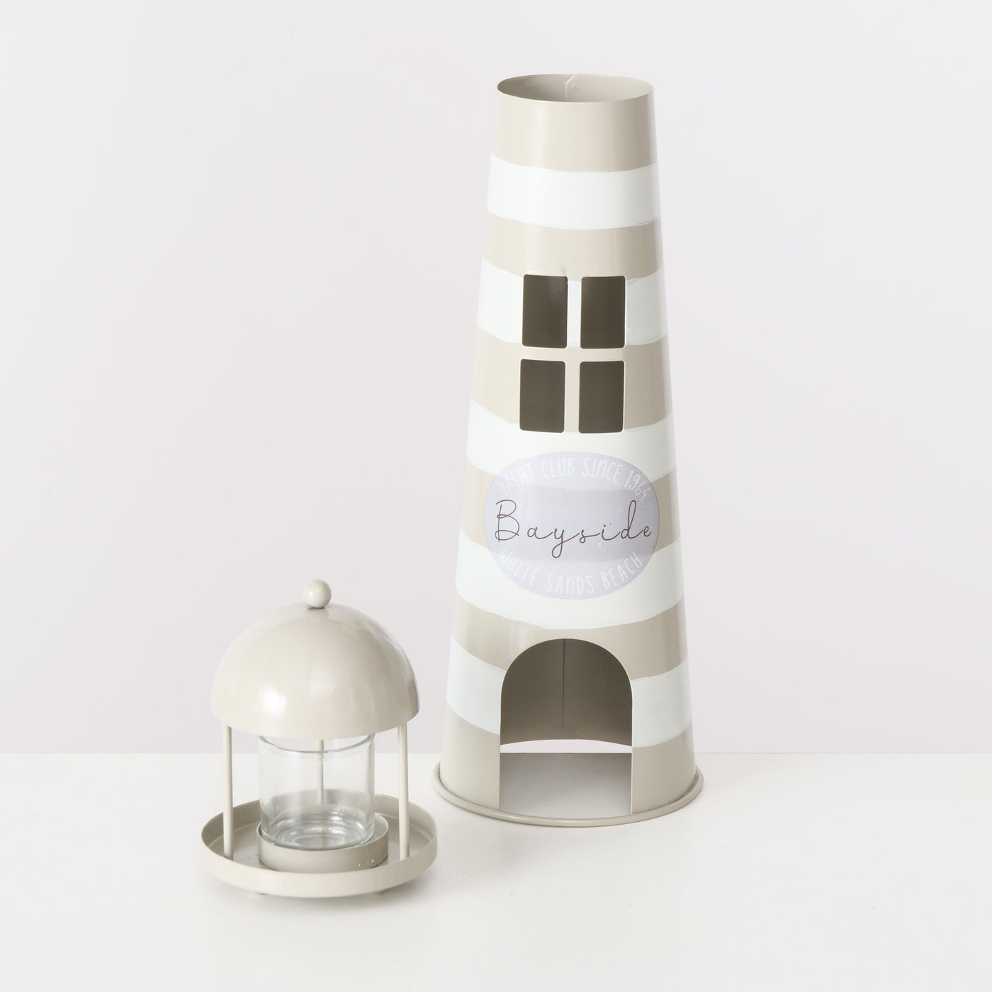 Maritime indoor lanterns made of metal, set of 2, lighthouse beige white - Maritime by Boltze