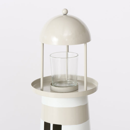 Maritime Indoor-Laternen aus Metall, 2er-Setpreis Leuchtturm Beige Weiß - Maritim von Boltze