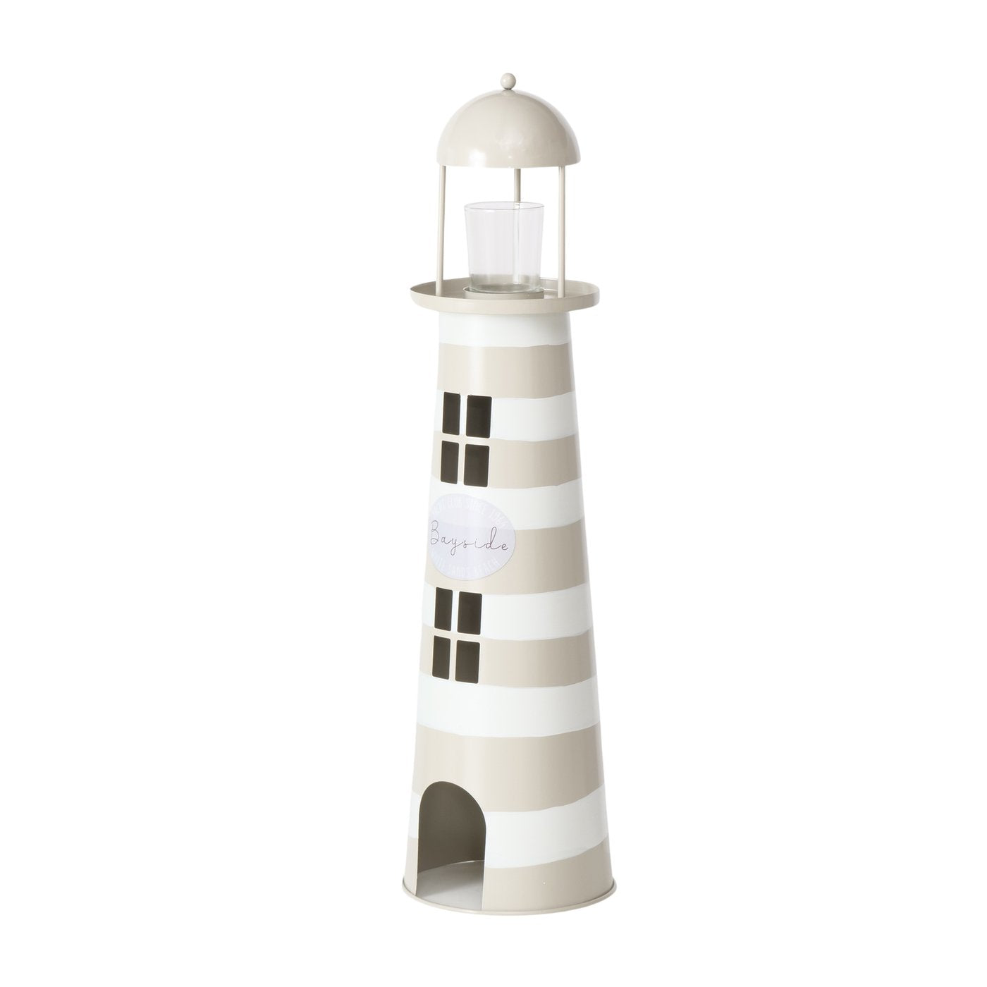 Maritime indoor lanterns made of metal, set of 2, lighthouse beige white - Maritime by Boltze