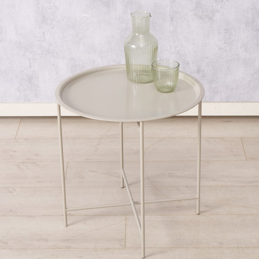 Tabletttisch/Beistelltisch aus Metall schlicht beige 46 cm von Boltze
