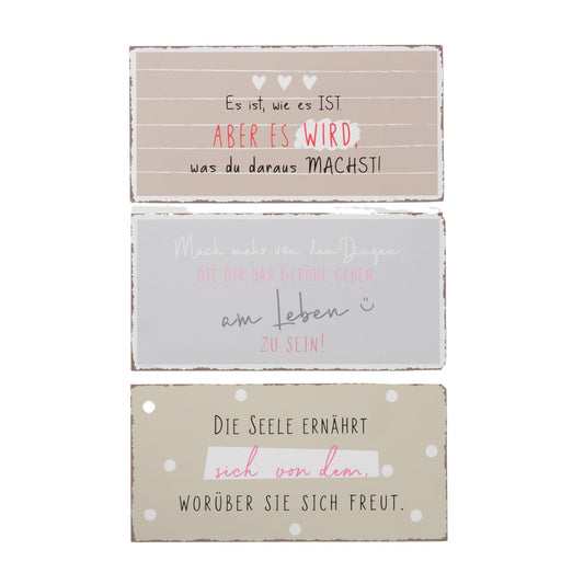 Bedruckte Schilder aus Metall "Leben" in drei Varianten von Boltze