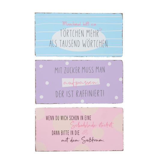 Bedruckte Schilder aus Metall "Törtchen" in drei Varianten von Boltze