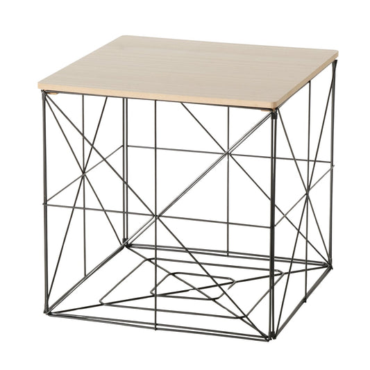 Beistelltisch aus Metall mit abnehmbarer Holzplatte,Würfelform von Boltze