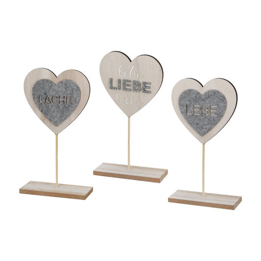 Standrelief Herz " Lebe Liebe Lache " von Gilde Herzaufsteller Geschenk