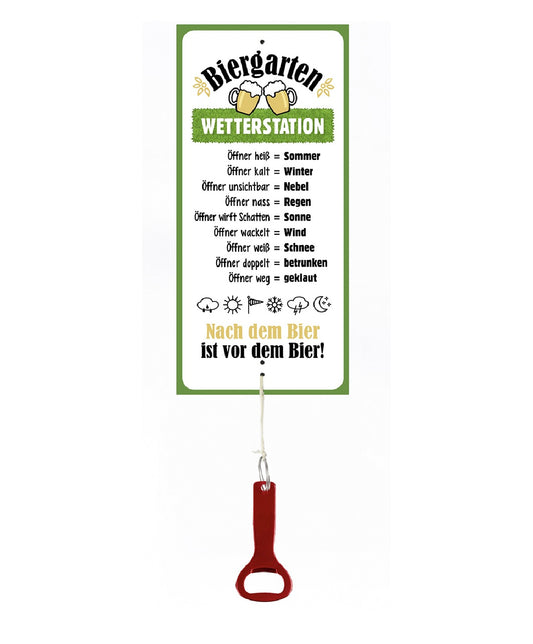 Schild Wetterstation "Biergarten" inkl. Flaschenöffner als Geschenkidee von Gilde Garten Grillen Bier