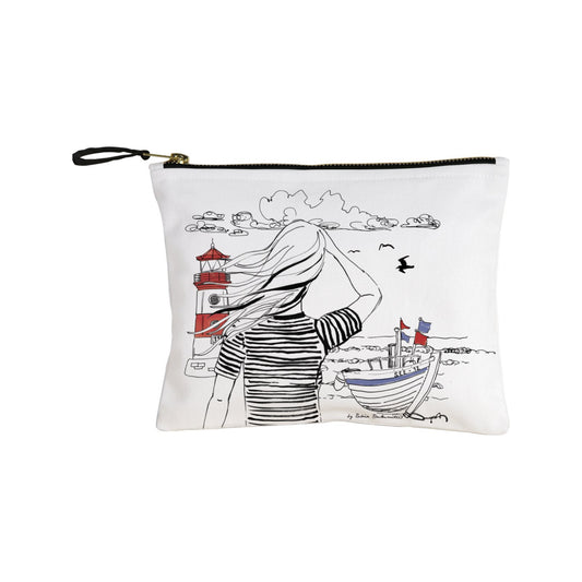 Maritime bag/zipper bag made of cotton " Longing for the Sea " by her