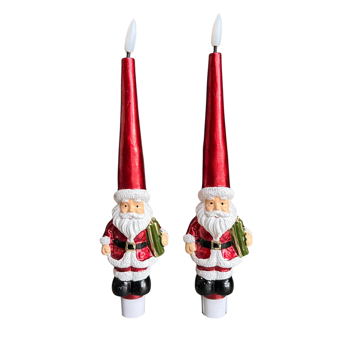 LED Real Flame Rote Stabkerze mit Weihnachtsmann Santa Claus 2er Set. Limited Edition von Deluxe Homeart 2026 24,5cm hoch Indoor