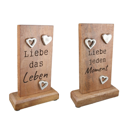 Standrelief Liebe das Leben aus Mangoholz oder Liebe jeden Moment von Gilde