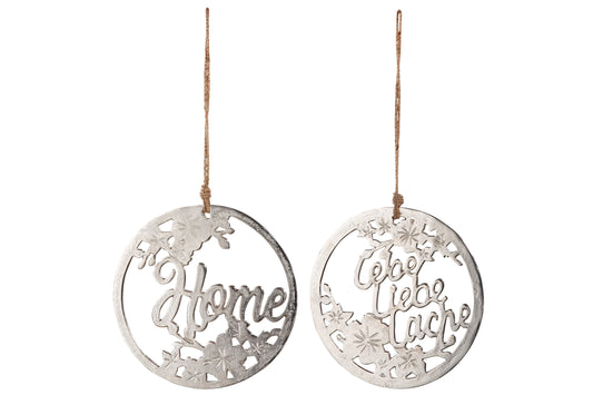 Hänger rund Home / Lebe Liebe Lache aus Aluminium von Gilde - Mitbringsel Dekoration