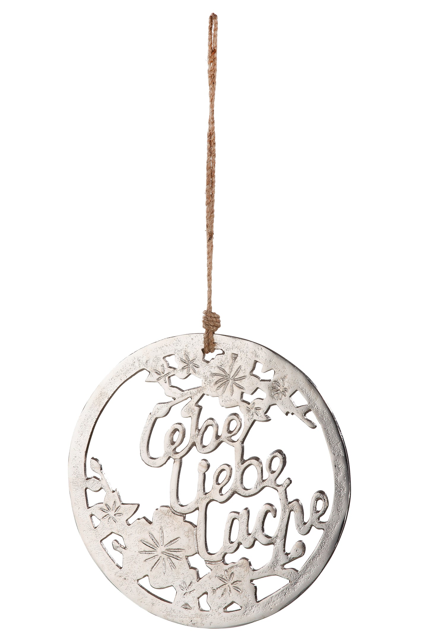 Hänger rund Home / Lebe Liebe Lache aus Aluminium von Gilde - Mitbringsel Dekoration