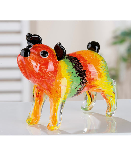 Glasfigur Bulldoge mehrfarbig von Gilde - Hundefigur Hingucker