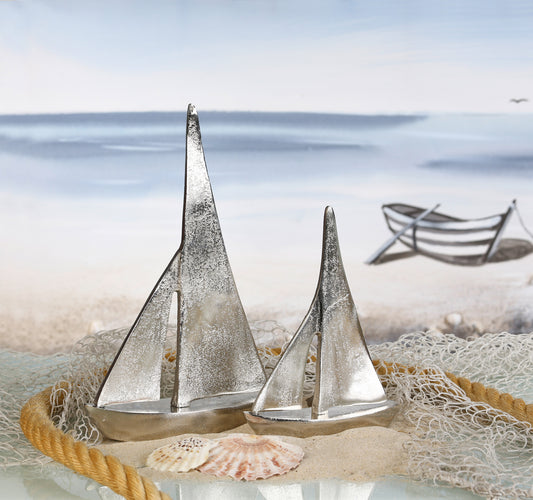 Dekoobjekt Aufsteller Boot Segelboot aus Aluminium von Gilde - Hingucker Maritim