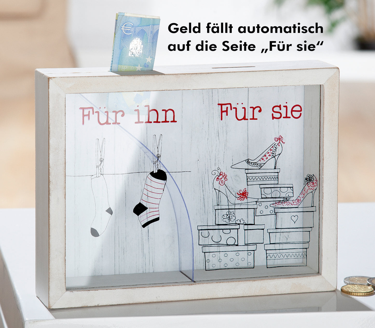 Spardose rechteckig " Für ihn & Für sie " von Gilde - Hochzeit Geschenk Hochzeitstag etc.