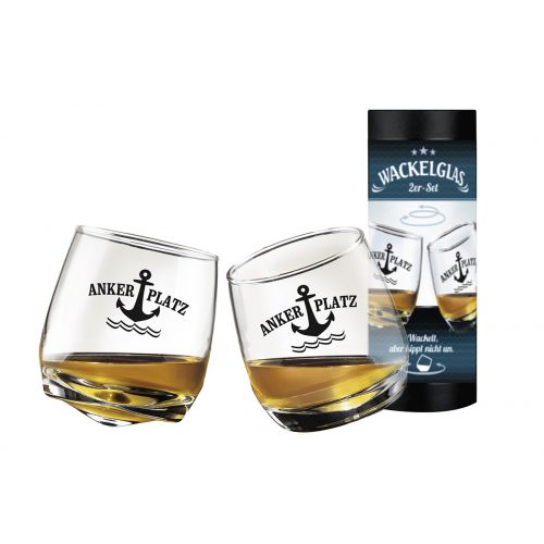 Wackelglas Ankerplatz im 2er-Set im Geschenkkarton von Gilde