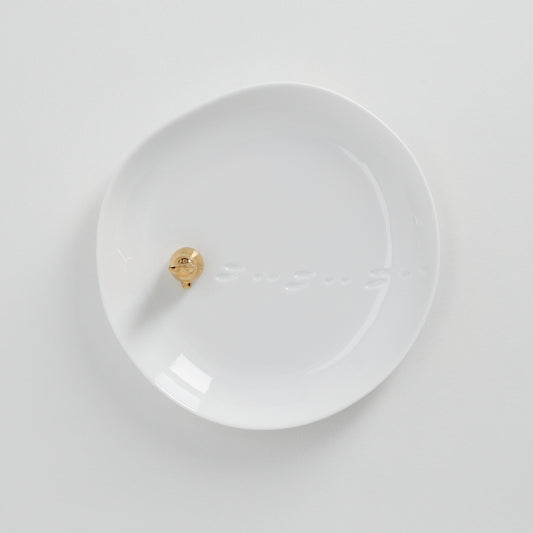 Schale Goldhase Hase auf Teller stillvolles Ostern mit räder design D:12,5cm H:3cm