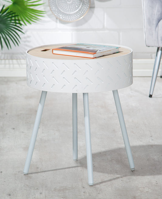 Beistelltisch rund Storage aus Metall von Gilde - skandinavisch zeitlos Holz und Metall kleiner Tisch