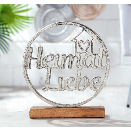 Standrelief Aufsteller Schriftzug Heimatliebe aus Mangoholz und Aluminium von Gilde - Dekoration - Hingucker