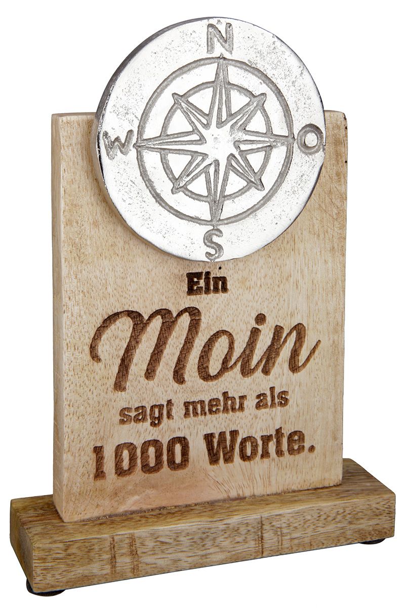 Standrelief Windrose Moin Glück aus Mangoholz von Gilde Wellen Kompass