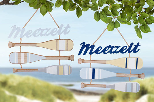 Hänger mit Schriftzug Meerzeit von Gilde Paddel Anker Anhänger Wand Deko