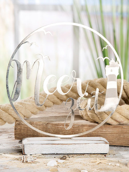 Standrelief Aufsteller Meerzeit Meer Leuchtturm Möwen aus Aluminium von Gilde