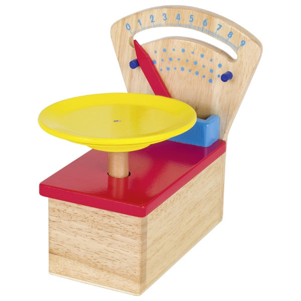 Waage für Kaufmannsladen von goki Holzspielzeug für Kinder Holzwaage
