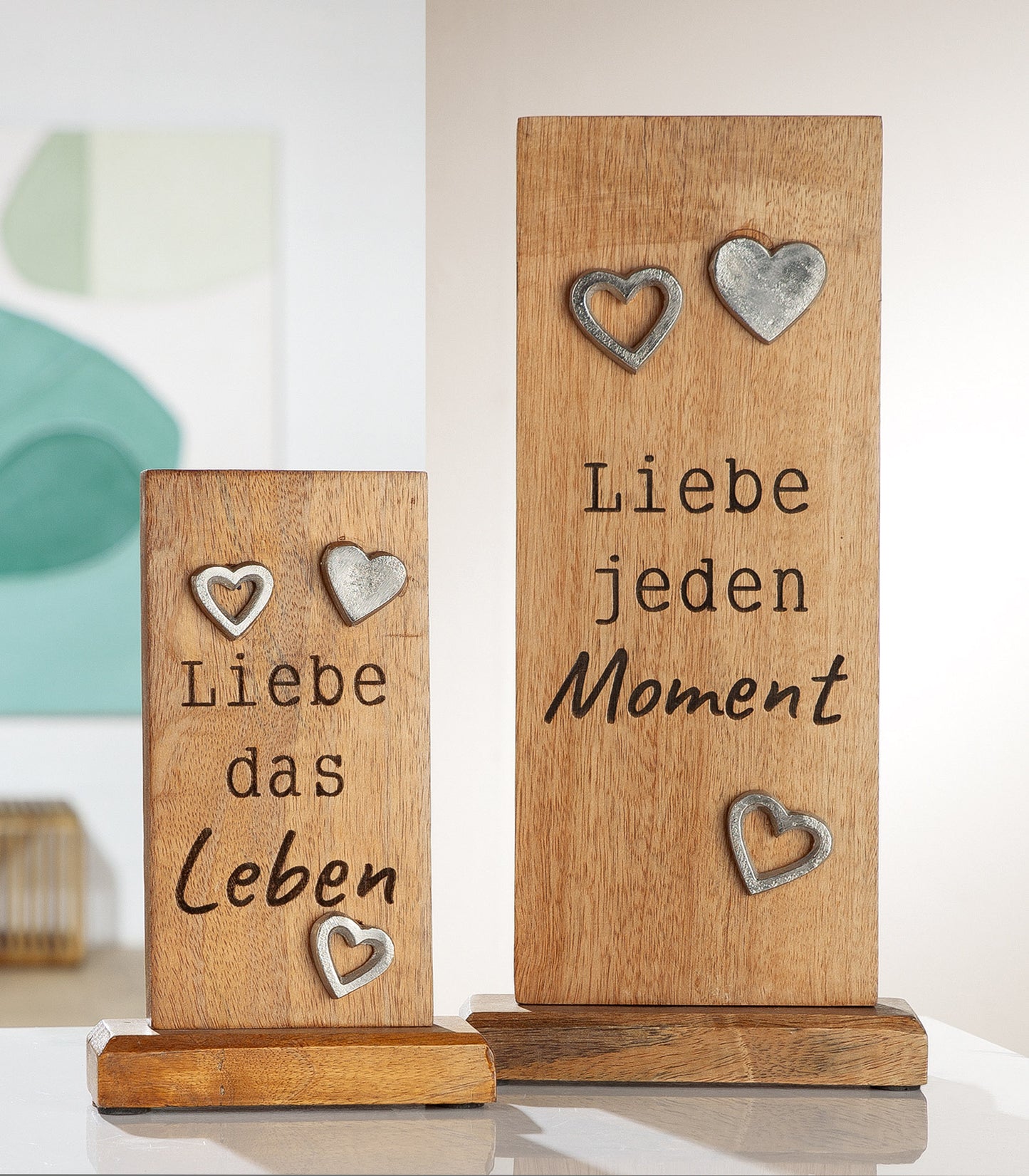 Standrelief Liebe das Leben aus Mangoholz oder Liebe jeden Moment von Gilde
