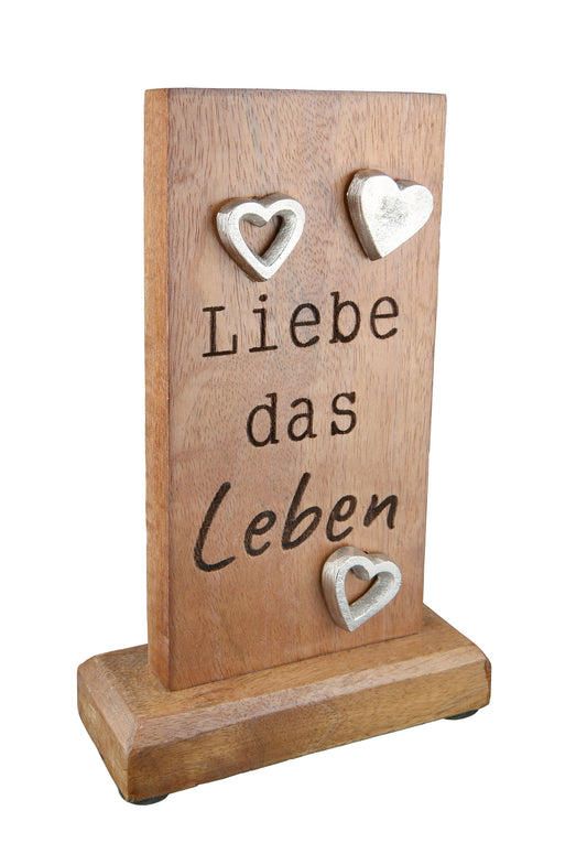 Standrelief Liebe das Leben aus Mangoholz oder Liebe jeden Moment von Gilde